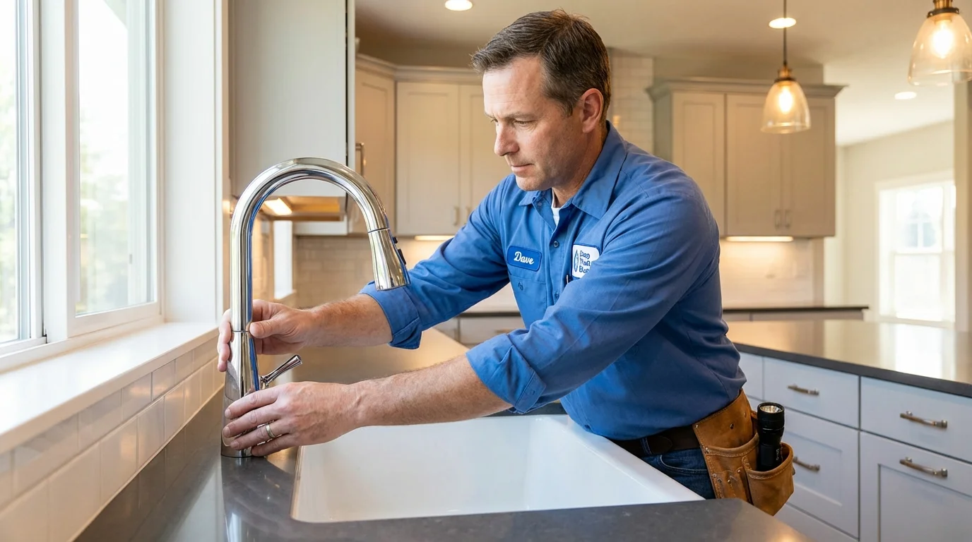 Kitchen faucet installation by Johns Plumbing LLC in Hamburg