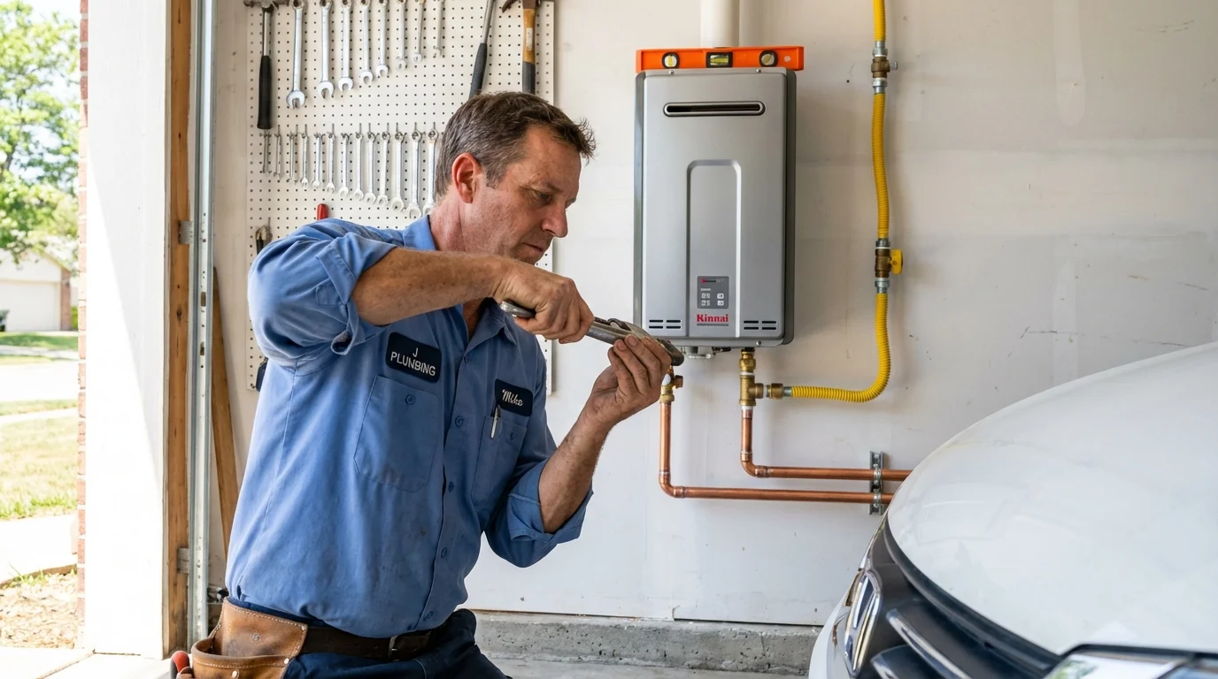 Tankless water heater installation by a Johns Plumbing LLC plumber in Hamburg